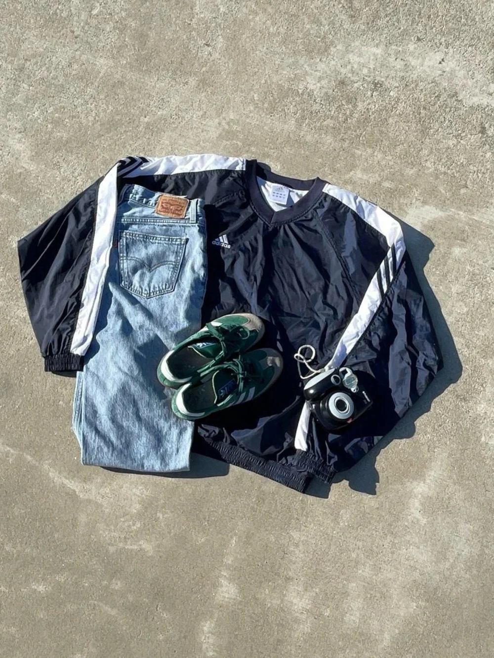 adidas Navy and White Retro Pullover Jacket